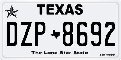 TX license plate DZP8692