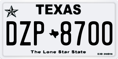 TX license plate DZP8700