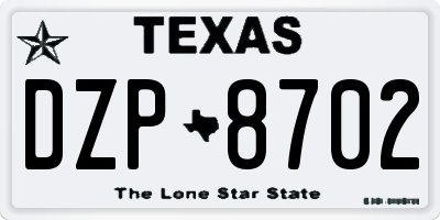 TX license plate DZP8702