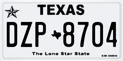 TX license plate DZP8704