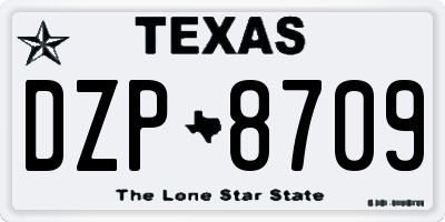 TX license plate DZP8709