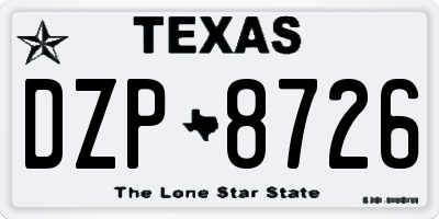 TX license plate DZP8726