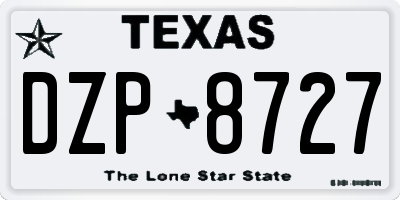 TX license plate DZP8727