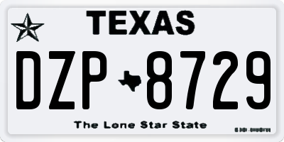 TX license plate DZP8729