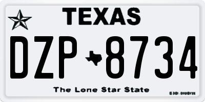 TX license plate DZP8734