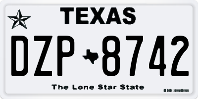 TX license plate DZP8742
