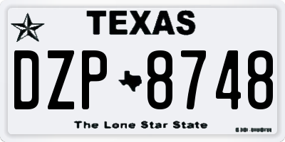 TX license plate DZP8748
