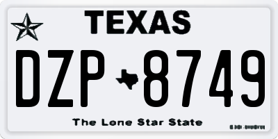 TX license plate DZP8749
