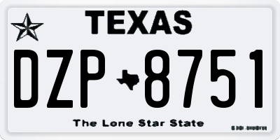TX license plate DZP8751