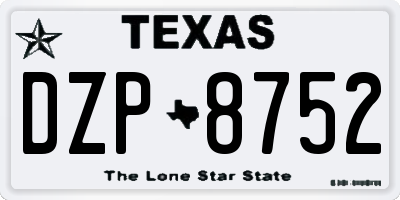 TX license plate DZP8752