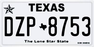 TX license plate DZP8753