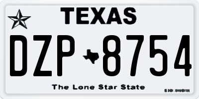 TX license plate DZP8754