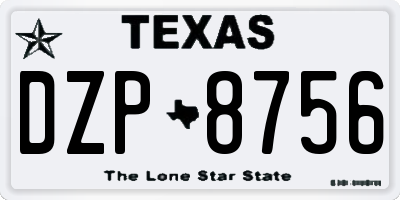 TX license plate DZP8756