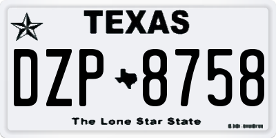 TX license plate DZP8758