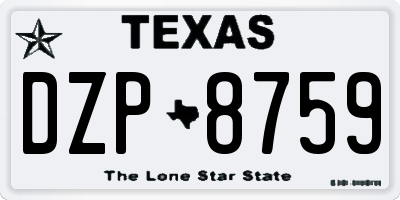 TX license plate DZP8759