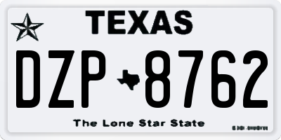 TX license plate DZP8762