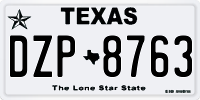 TX license plate DZP8763