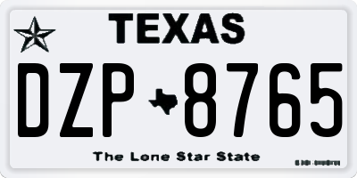 TX license plate DZP8765