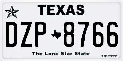 TX license plate DZP8766