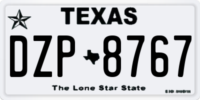 TX license plate DZP8767