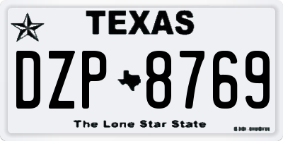 TX license plate DZP8769