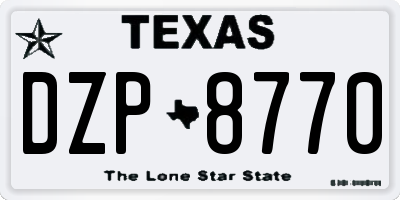 TX license plate DZP8770