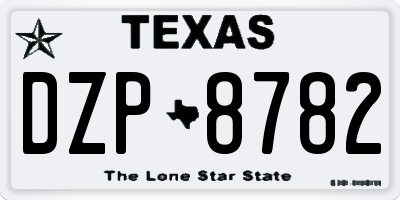 TX license plate DZP8782