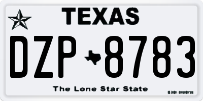 TX license plate DZP8783