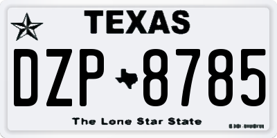 TX license plate DZP8785