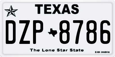 TX license plate DZP8786