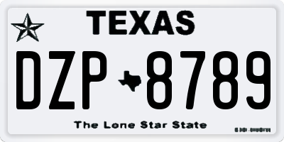 TX license plate DZP8789