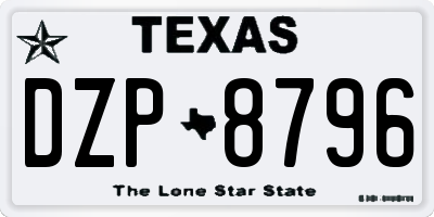 TX license plate DZP8796