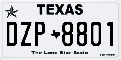 TX license plate DZP8801
