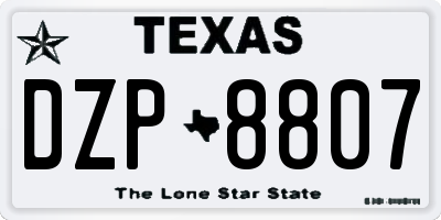 TX license plate DZP8807