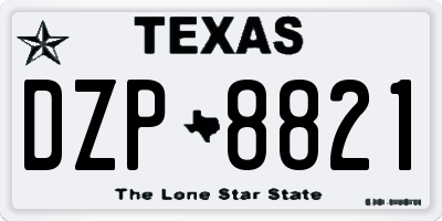TX license plate DZP8821