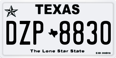 TX license plate DZP8830