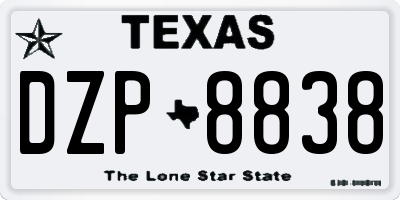TX license plate DZP8838