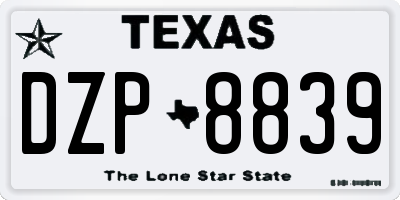 TX license plate DZP8839