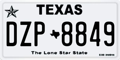 TX license plate DZP8849
