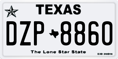 TX license plate DZP8860