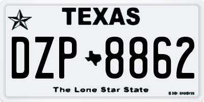 TX license plate DZP8862