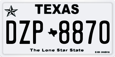 TX license plate DZP8870