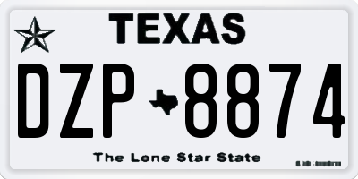 TX license plate DZP8874