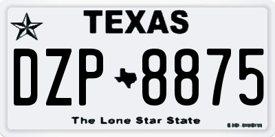 TX license plate DZP8875