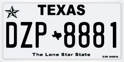 TX license plate DZP8881