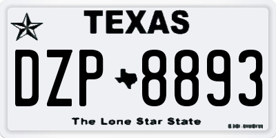 TX license plate DZP8893