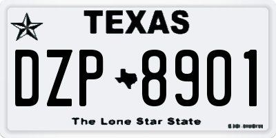 TX license plate DZP8901