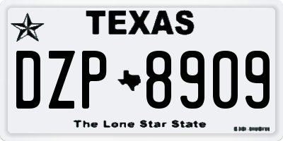 TX license plate DZP8909