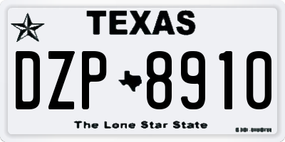 TX license plate DZP8910