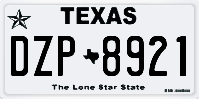 TX license plate DZP8921